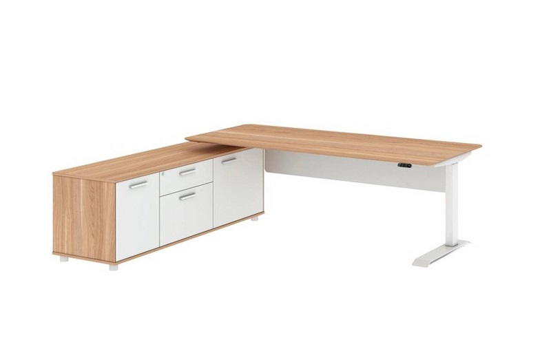 Potenza Height Adjustable Executive Desk with Side Cabinet