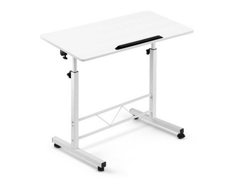 Height Adjustable Laptop Desk on Wheels - White