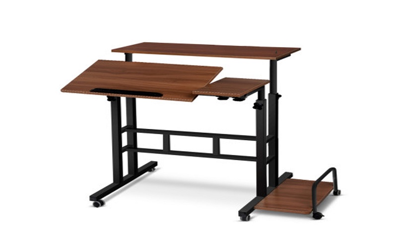 Mobile Dark Wood Twin Laptop Desk