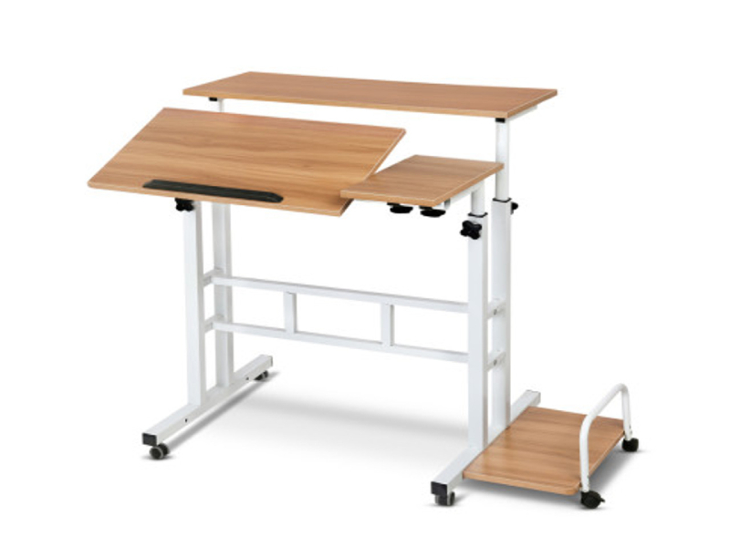 Mobile Light Wood Twin Laptop Desk