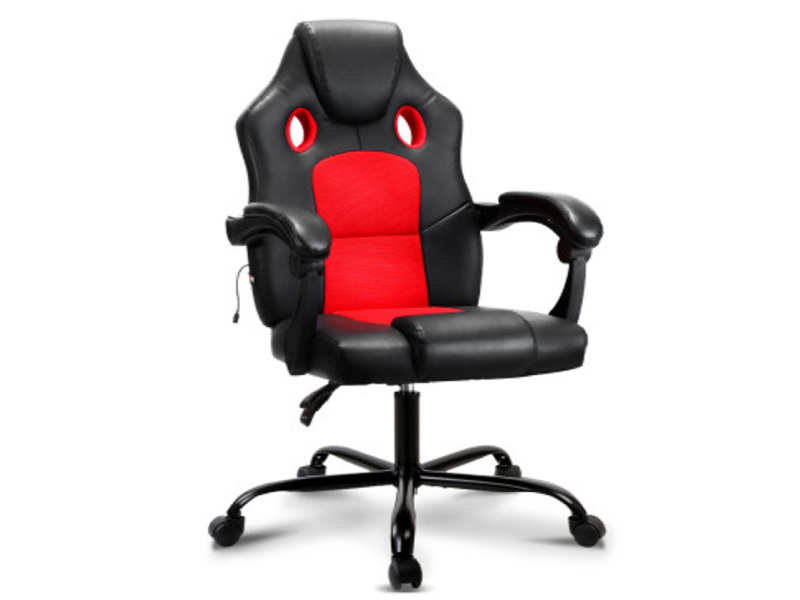 Artiss Black & Red Massage Seat Recliner Racer Office Chair