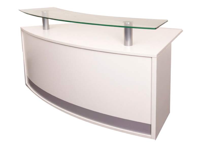 Modular Curved Reception Counter Module with Glass Top - Warm White