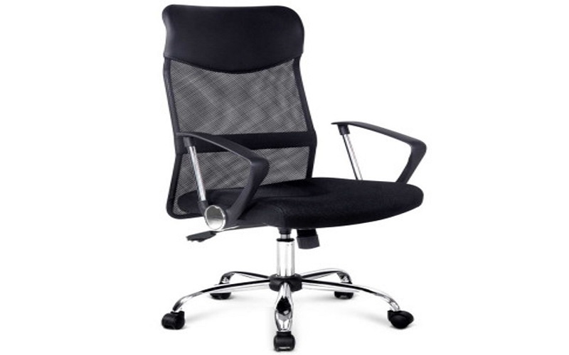 Mesh Executive High Back Office Chair - Black PU Leather