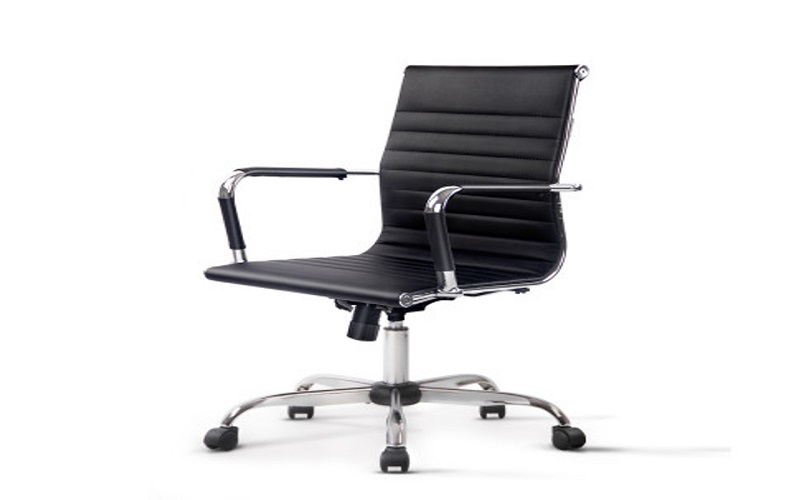 Eames Black PU Leather Replica Office Chair - Mid Back