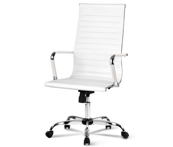 Eames White PU Leather Replica Office Chair - High Back